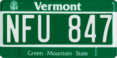 VT license plate NFU847