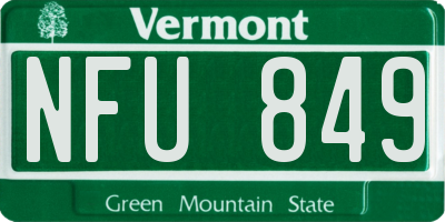 VT license plate NFU849