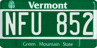 VT license plate NFU852