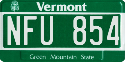 VT license plate NFU854