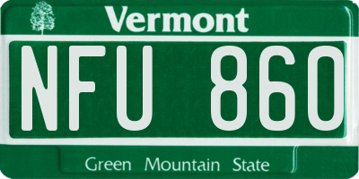 VT license plate NFU860
