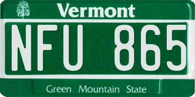 VT license plate NFU865