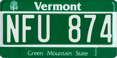VT license plate NFU874