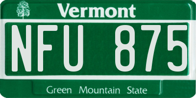 VT license plate NFU875