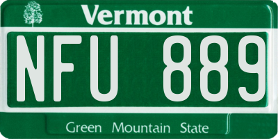 VT license plate NFU889