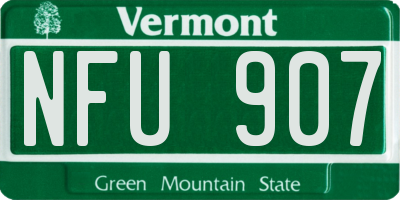 VT license plate NFU907