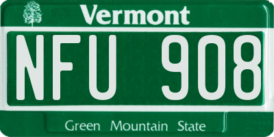 VT license plate NFU908