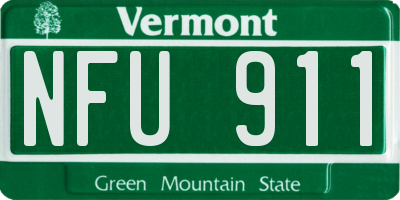 VT license plate NFU911
