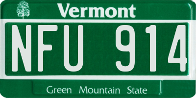 VT license plate NFU914