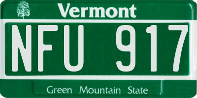 VT license plate NFU917