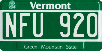 VT license plate NFU920
