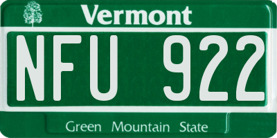 VT license plate NFU922