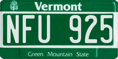 VT license plate NFU925