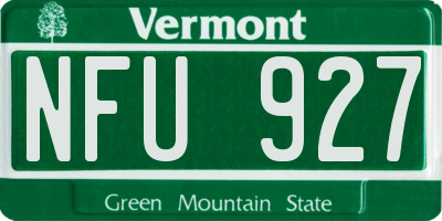 VT license plate NFU927