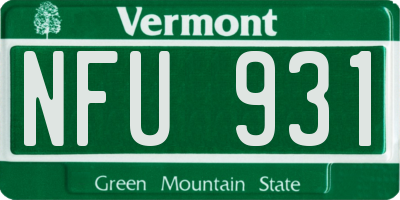 VT license plate NFU931