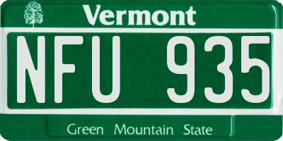 VT license plate NFU935