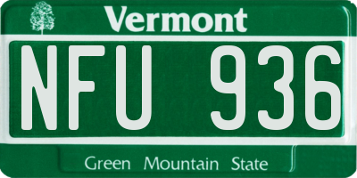 VT license plate NFU936