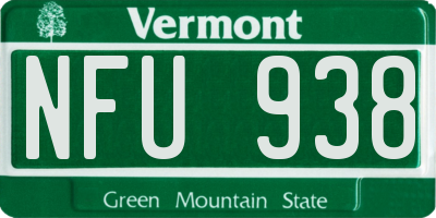 VT license plate NFU938