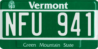 VT license plate NFU941