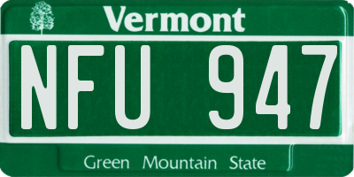 VT license plate NFU947