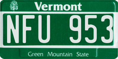 VT license plate NFU953