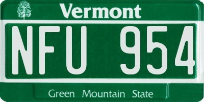 VT license plate NFU954