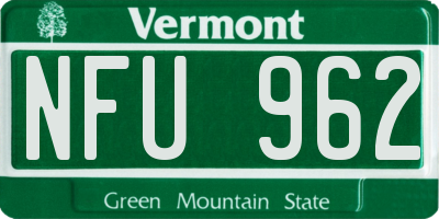VT license plate NFU962