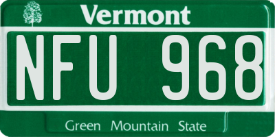 VT license plate NFU968
