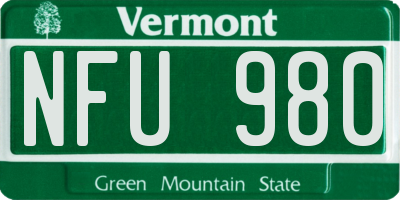 VT license plate NFU980