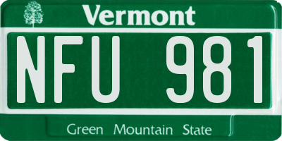 VT license plate NFU981
