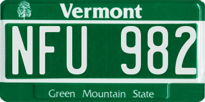 VT license plate NFU982