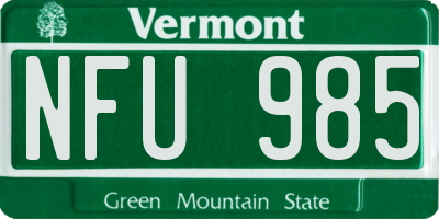 VT license plate NFU985
