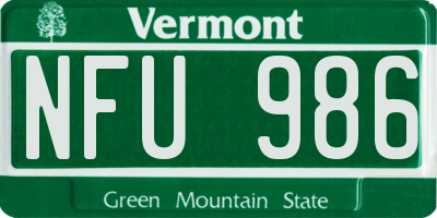 VT license plate NFU986
