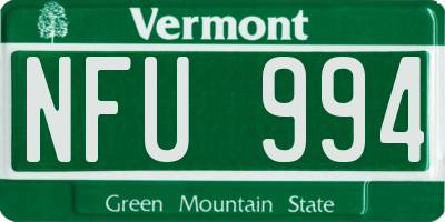 VT license plate NFU994