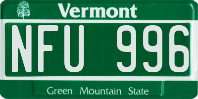 VT license plate NFU996