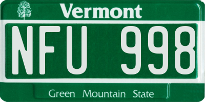 VT license plate NFU998