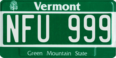 VT license plate NFU999