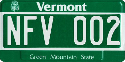 VT license plate NFV002