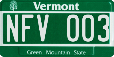 VT license plate NFV003