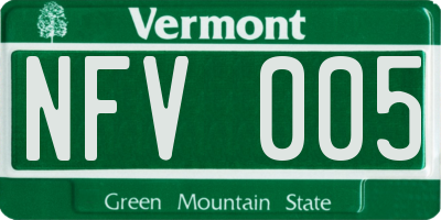 VT license plate NFV005