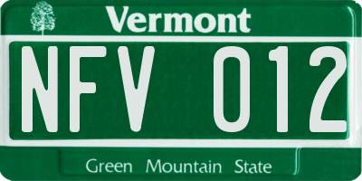 VT license plate NFV012