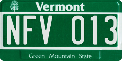 VT license plate NFV013