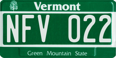 VT license plate NFV022
