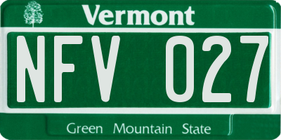 VT license plate NFV027