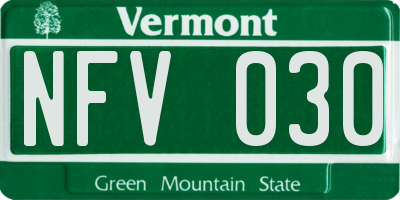 VT license plate NFV030