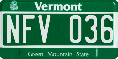 VT license plate NFV036