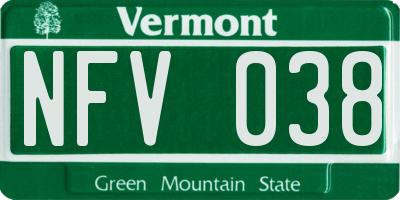 VT license plate NFV038