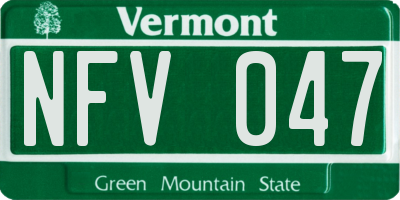 VT license plate NFV047