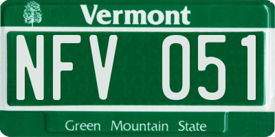 VT license plate NFV051