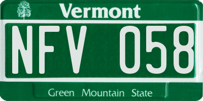 VT license plate NFV058